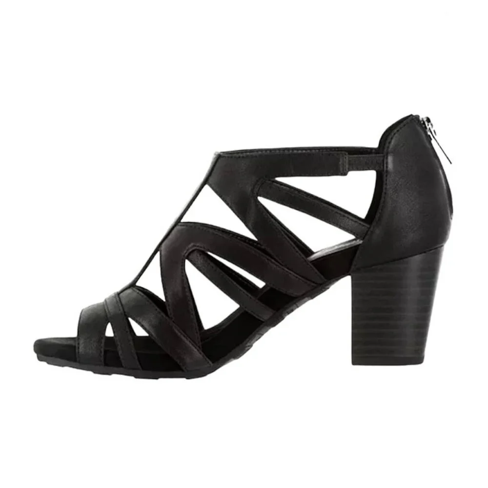 Easy Street AMAZE Women's Multi-Strap Heel Sandals Black Size 6.5 - Picture 3 of 7